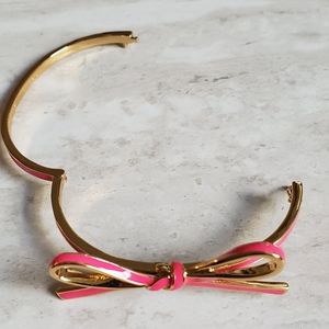 Kate Spade Goldtone Pink Bow Bangle Bracelet